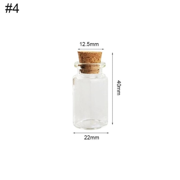 10x Mini Tom genomskinlig glasflaska med kork Liten liten flaska