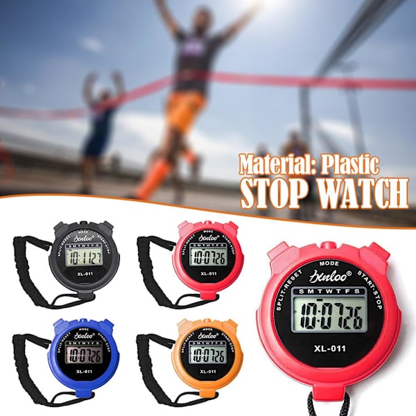 Digital Handhållen Sportstoppur Stoppur Timer Alarmräknare red 1size