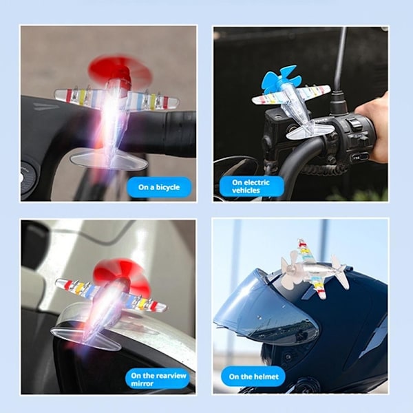 Elektrisk Cykel Dekoration Vinddriven Litet Flygplan Bil Leksak Trefärgade Lampor Ornament E1p7 Red One size