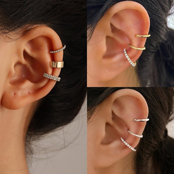 3st/set Dam Legering Örhänge Öronmudd Brosk Icke U4U7 W2I5 V3N1 ∫σ R6C4 Silvery B