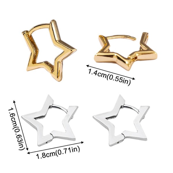 Silver / Guld Färgpläterade Djärva Stjärnörhängen GXaud W9C7 För Kvinnor M5G6 Gold One size