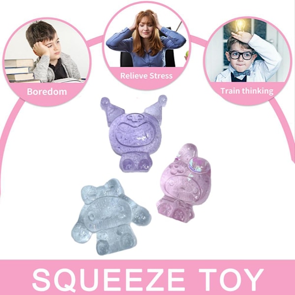 Söt Sanrio Kuromi Squishy Leksak TPR Dekompression Stresslindring Mjuk Klämleksak Nyhet Fidget Leksak pink one-size