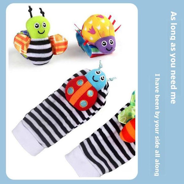 Baby Skallror Leksaker Bitringar Tidig Utveckling Lärleksak Nyfödd Leksak Baby Pojke Flicka V9r8 multicolorB 4pcs