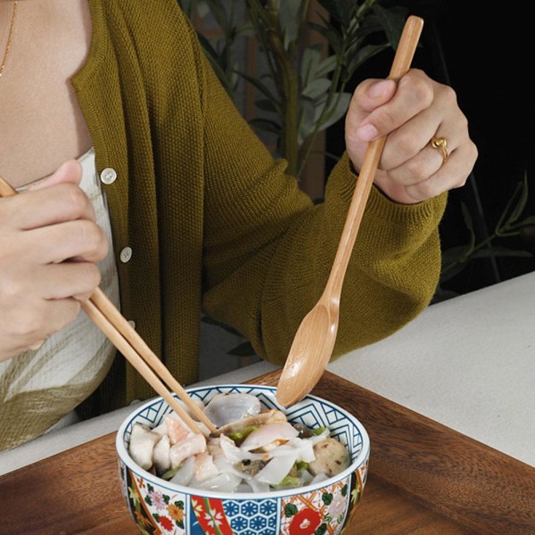 1 st träpinnar sked bärbar bambu och ätpinnar Set O Lotus wood spoon onesize