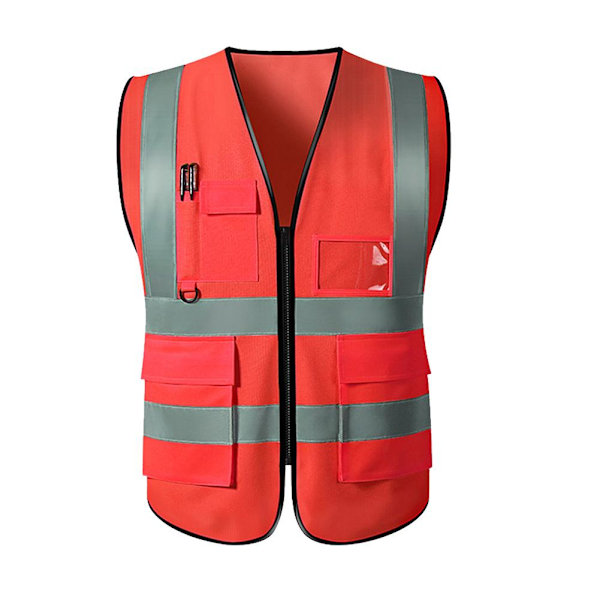 1 st Reflexväst HÖG SYNLIGHET ARBETE VÄST SÄKERHET REFLEKTERANDE I1T2 Red Knitted fabric
