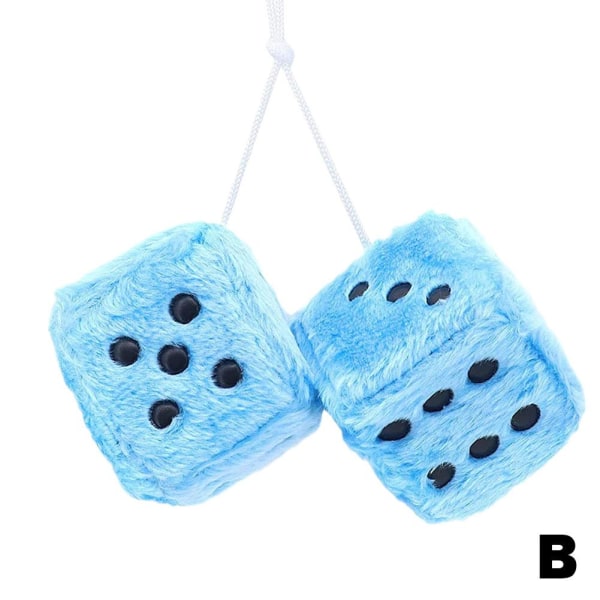 Bil Färgglad Mjuk Prickig Furry Fluffig Hängande Spegel Dice Fuzzy Blue black dots 1pcs