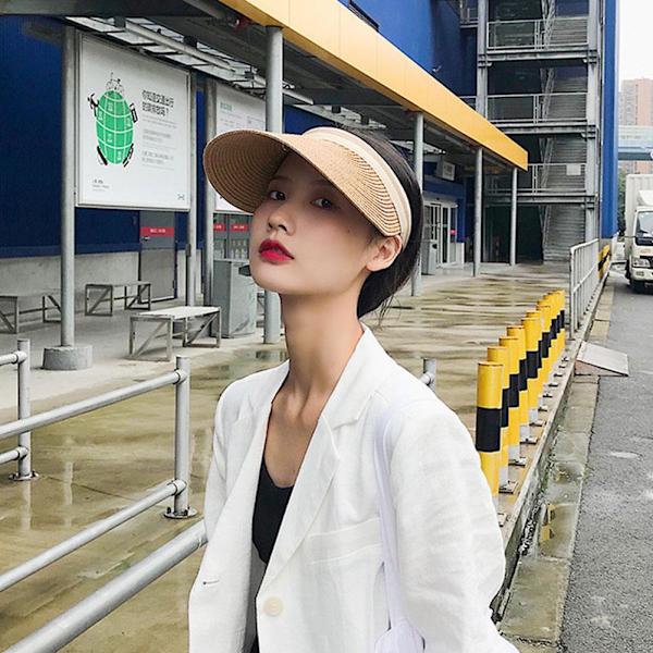 Randig Beige Tom Topphatt Barns Trendiga Ihåliga Hatt Solhatt Utomhus Vävd Gräs Strand L0D0 Khaki One size