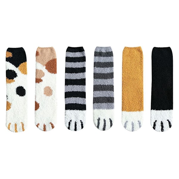 1 Par Varma Vinterstrumpor Flickor Katt Tassar Söta Tjocka Sov Varma Heta Golv^* 4 One size