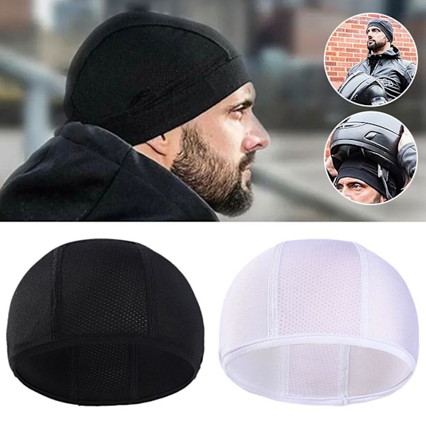 1 st Andningsbar Sport Snabbtorkande Skull Cap Hatt Ridfoder Inner USD H0V3 black onesize