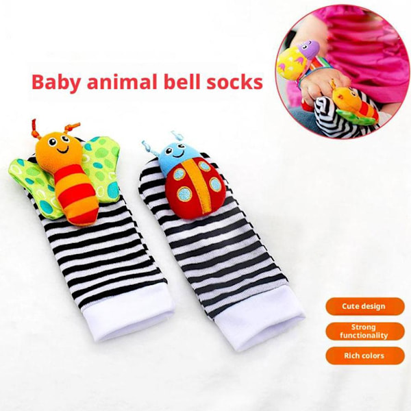 Baby Skallror Leksaker Bitringar Tidig Utveckling Lärleksak Nyfödd Leksak Baby Pojke Flicka V9r8 multicolorB 4pcs