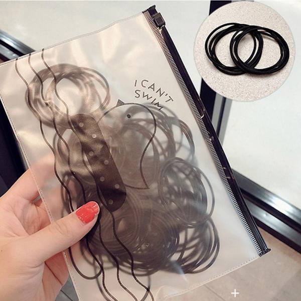 Tunt Gummiband Hårband Kvinnlig Influencer Koreansk Hårstil Ringfodral Konstläder A3o3 black one-size