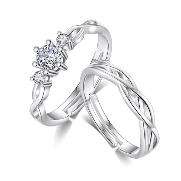 Parringar Kristall Par Bröllop Justerbara Ringar Smycken✨4 Z5M2 A One size