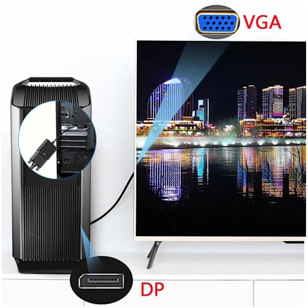 1080P FHD Display Port DP Hane till VGA Hona Konverteringskabel Adapter
