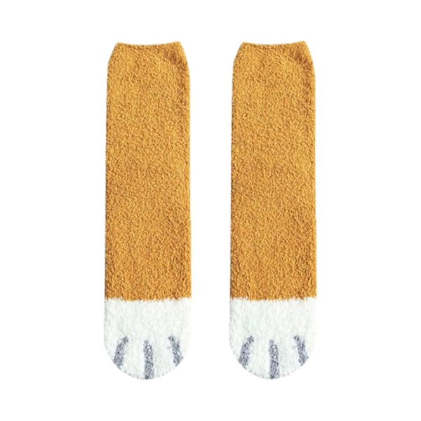 1 Par Varma Vinterstrumpor Flickor Katt Tassar Söta Tjocka Sov Varma Heta Golv^* 3 One size