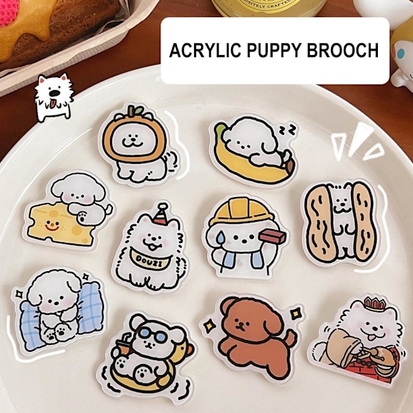 Ins Stil Söt Tecknad Akryl Valp Brosch Badge Grossist Väska Badges Utsmyckningar F5a8 style4 one-size