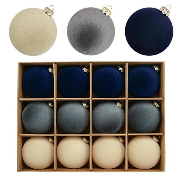 6cm Flockade Julkulor Julgranshängen Jularrangemang Hängen Flockade G2a3 Red 12pcs