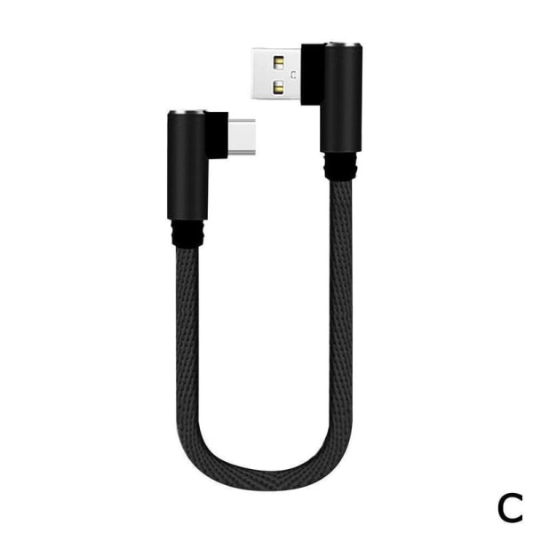 25cm Kort Laddningskabel Armbåge USB C Typ C Micro USB 8Pin Kabel black for type c