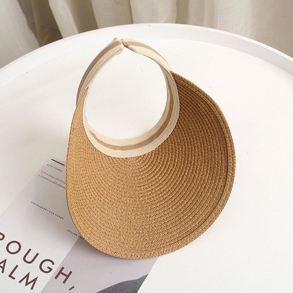 Randig Beige Tom Topphatt Barns Trendiga Ihåliga Hatt Solhatt Utomhus Vävd Gräs Strand L0D0 Khaki One size