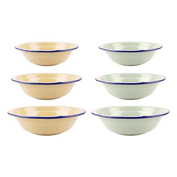 Emajerad Enkel Soppskål med Böjd Kant Gul Multi-specifikation Grön Nostalgisk Emajerskål Ris Q3n1 Green 16cm