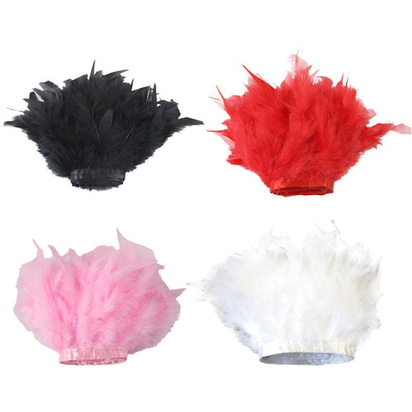 Kvinnor Fjäder Manschett Slap Armband Hårband Ringar Handleds Päls Fluffig Ny R3 red one-size