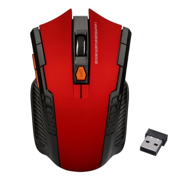 Mus Möss Laptop Dator Trådlös PC Optisk Scroll 2.4 Sladdlös Red One-size