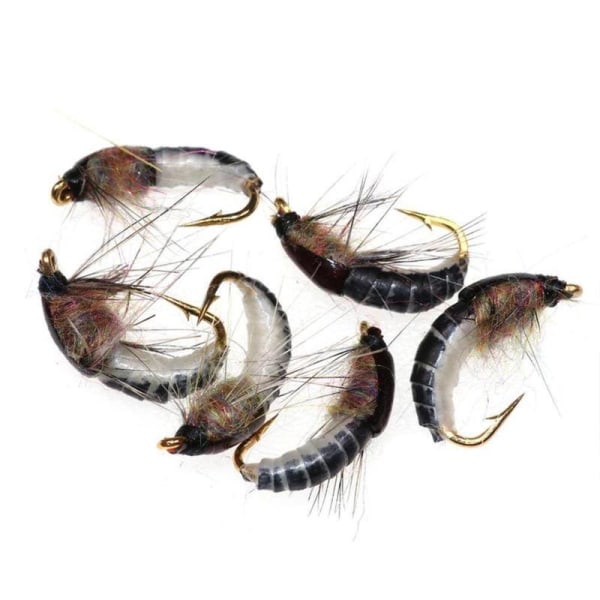 6 st #12 Realistisk nymf scud flugöring fisk artificiell insekt
