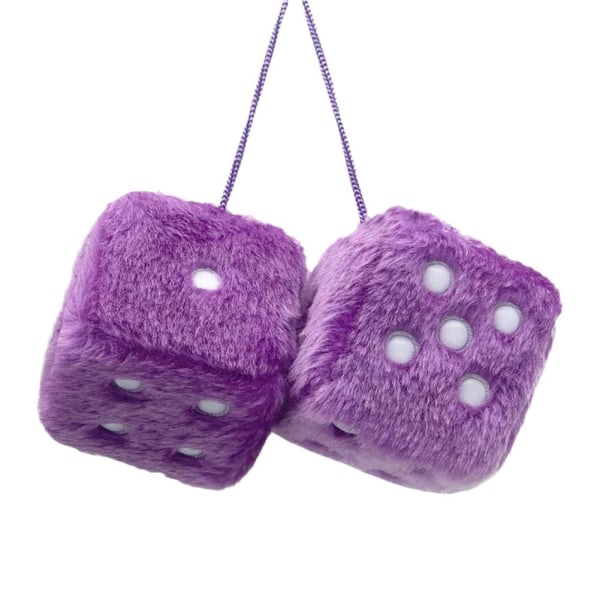 Bil Färgglad Mjuk Prickig Furry Fluffig Hängande Spegel Dice Fuzzy Blue black dots 1pcs