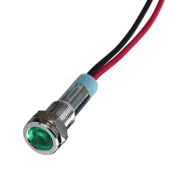 LED-indikator varningssignalljus 8 mm gänga Metall 6V 12V 24V 2 green 220V