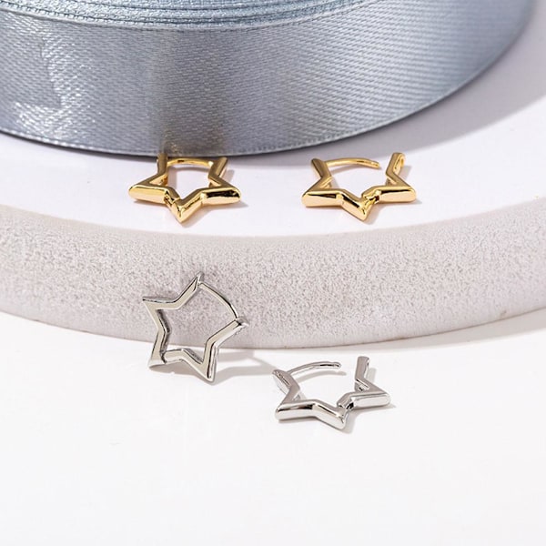 Silver / Guld Färgpläterade Djärva Stjärnörhängen GXaud W9C7 För Kvinnor M5G6 Silver One size