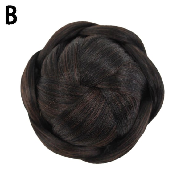 Syntetiska hårbitar Flätade Chignon Svart Brun Fake Hair Bullar 2/33# 12cm