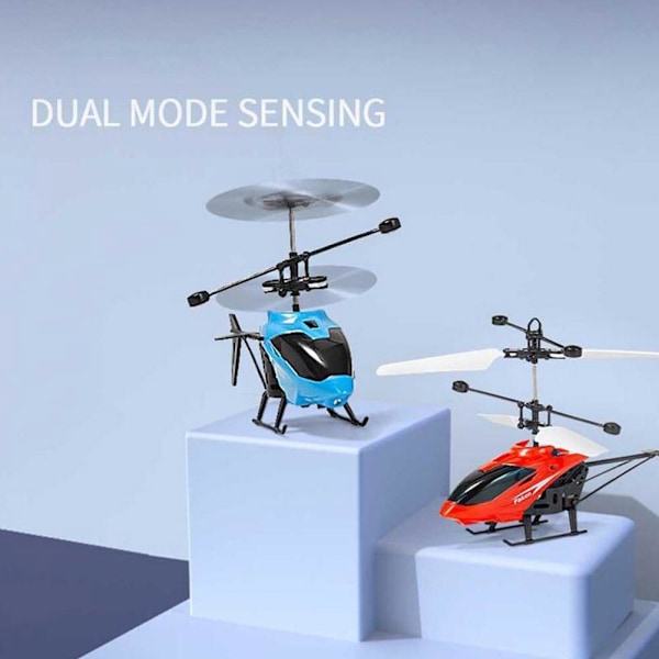 【Finns i lager】Fjärrkontroll Induktionshelikopter Induktionsflygplan Flygande Dubbellägesfjädring W9M8 blue remote control