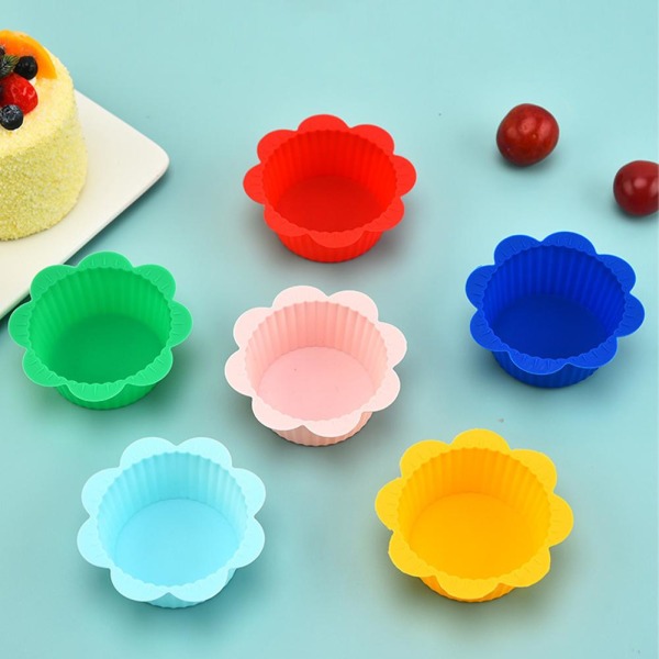 Mini Cupcake Flower Cake Silikon Bakning Cup Muffin Bröllopsverktyg blue 1pcs