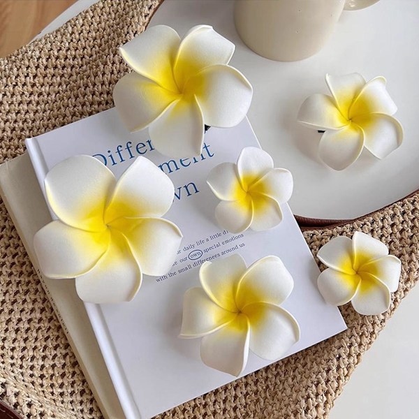 Falsk Äggblomma Hårnål Hawaiiansk Klämma Rese Huvudbonad Äggblomma ,` х( R8A7 R2F3 WhiteB large