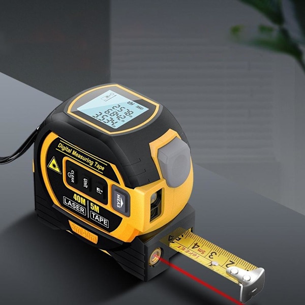 Laseravståndsmätare med måttband, laserkorsmarkering 3i1 Digitalt mätverktyg Praktisk mätning F6I5 yellow 40m