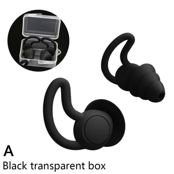 1 par silikon brusreducerande öronproppar Vattentät dyksömn black One-size