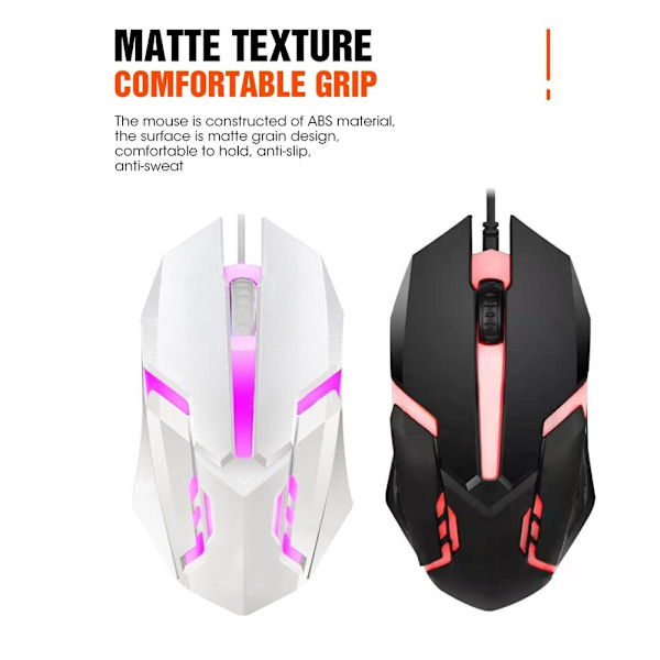 BaYuYPOO Trådbunden Gamingmus med 7 Färger Cool LED Andningsljus för Stationär Dator Laptop Optisk Trendig Spel Gaming Möss P1i6 Mus black one-size 2pcs