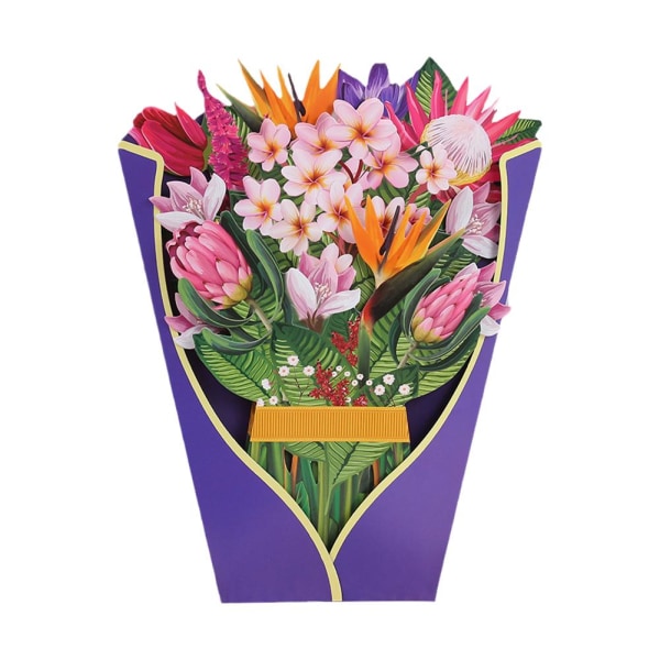 3D blomma papper snidade pop-up gratulationskort Mors dag bröllop Bi pink one-size