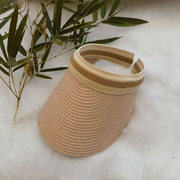 Randig Beige Tom Topphatt Barns Trendiga Ihåliga Hatt Solhatt Utomhus Vävd Gräs Strand L0D0 Khaki One size