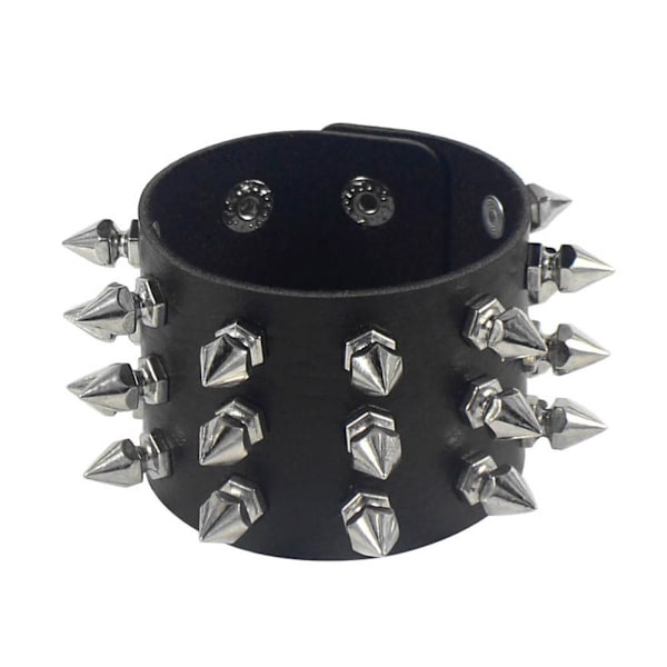 Punk Gothic Överdrivet Läderarmband Tre Raders Armband C5V6 Pin.'