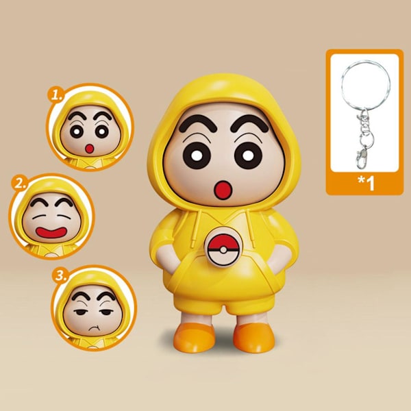 Crayon Shin-chan Ansiktsbytande Docka Nyckelring Leksak Pressleksak Dekompression Uttryck A2Z0 Yellow One size