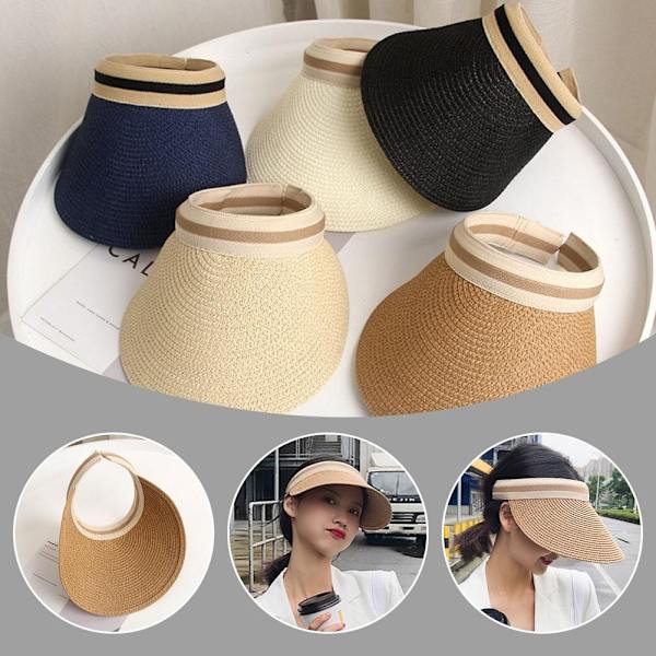 Randig Beige Tom Topphatt Barns Trendiga Ihåliga Hatt Solhatt Utomhus Vävd Gräs Strand L0D0 Khaki One size