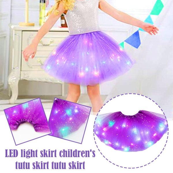 LED-lysande ljus Tutu kjolar älva kostym barn lyser upp kjol blue one size