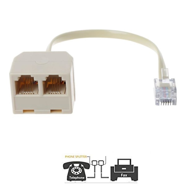 Telefon Splitter, RJ11 6P4C 1 Hane till 2 Hona Adapter, 2 RJ11 Way G9V0 R3U4!