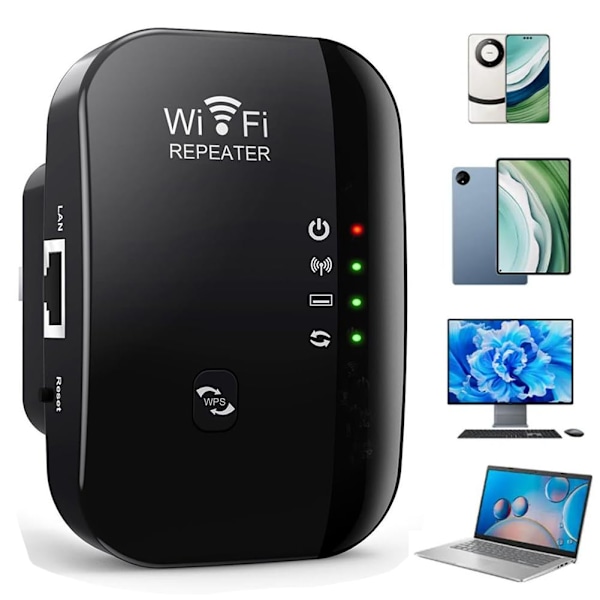 2024 Nyaste WiFi-förlängare, Trådlös Repeater, WiFi-Repeater, WiFi-förlängare Signal Booster för Hemmet, Trådlös Repeater Långdistansförstärkare med Black US