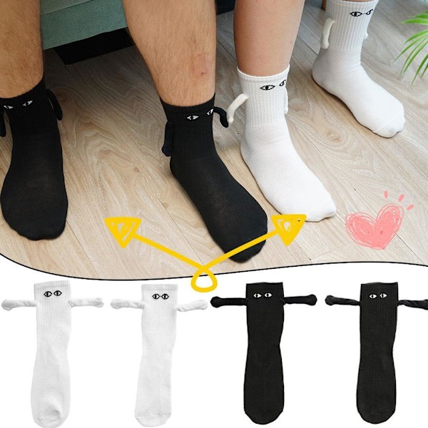 2 par unisex roliga strumpor, magnetiska sugparstrumpor, par black One size 2pcs