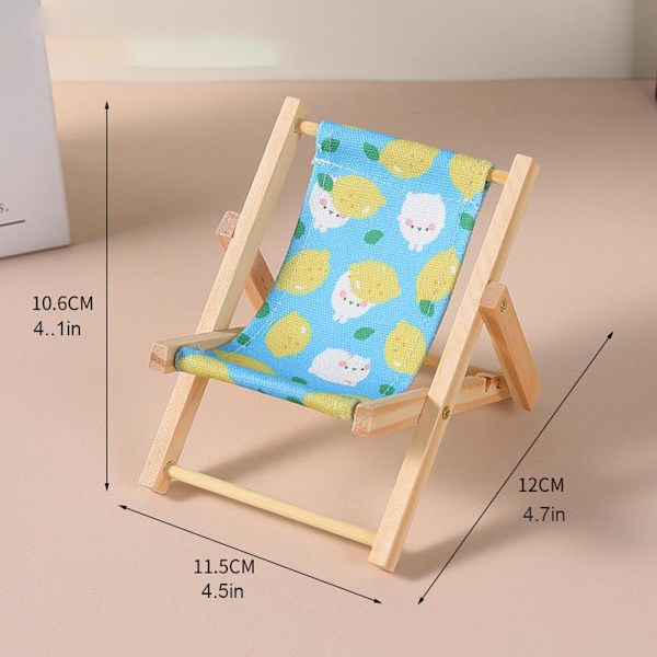 Docka Trä Solstol Mini Leksak Telefonhållare Skrivbordsprydnad Stol (Endast Dekoration!) Lager R3U2 lemon 1pcs