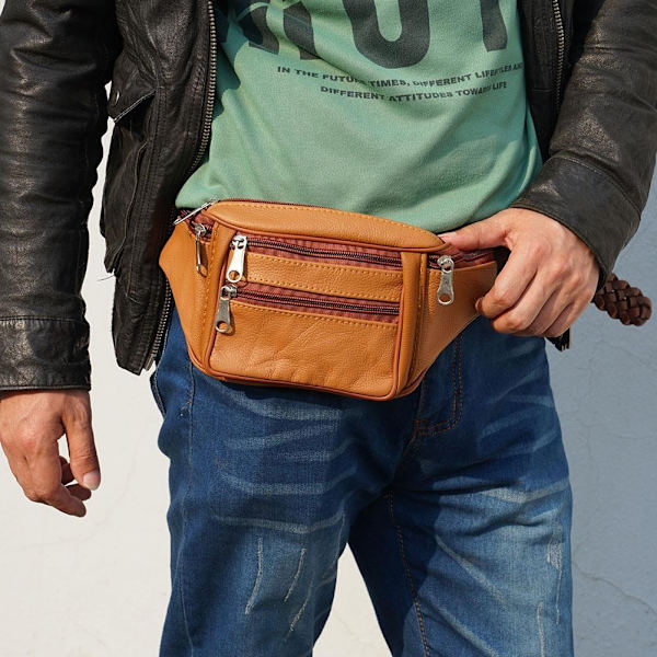 Herr Äkta Läder Clutch Väskor Business Kohud Plånböcker Dragkedja Handväska Skinn Mobilväska Man J8d0 yellow One-size
