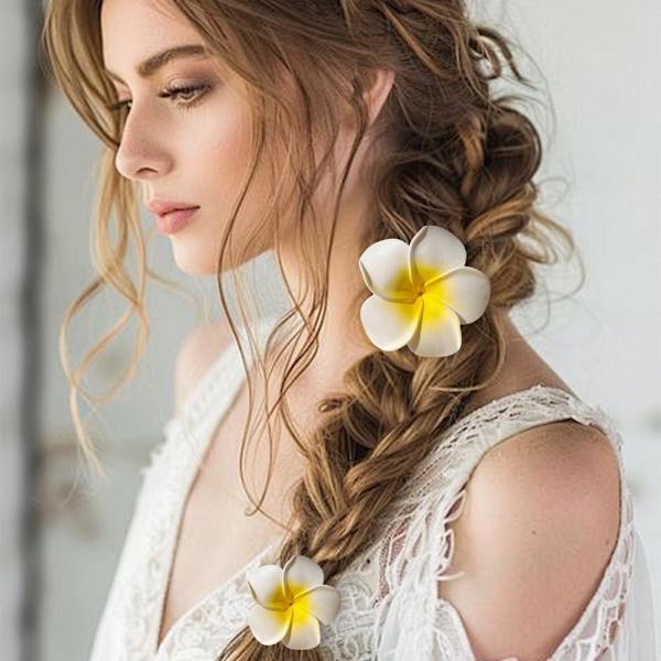 Falsk Äggblomma Hårnål Hawaiiansk Klämma Rese Huvudbonad Äggblomma ,` х( R8A7 R2F3 WhiteA small