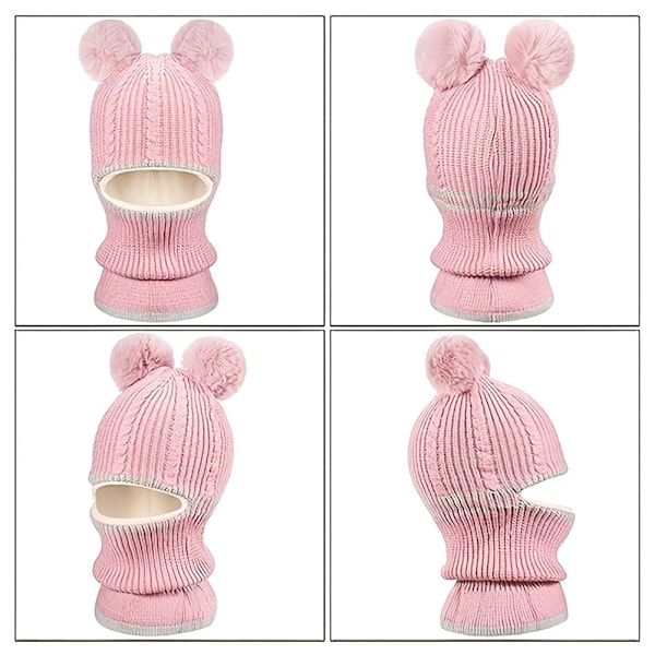 Vinter Småbarn Baby Barn Pojkar Flickor Varm Stickad Mössa Hatt Halsduk Set Öronlapp Black One size