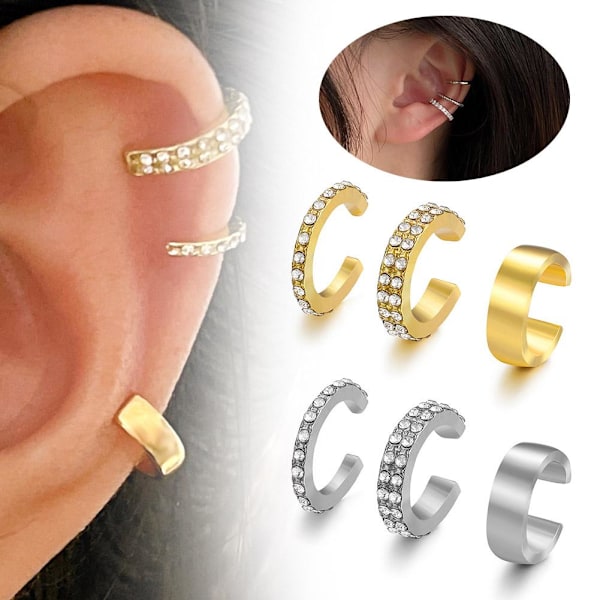 3st/set Dam Legering Örhänge Öronmudd Brosk Icke U4U7 W2I5 V3N1 ∫σ R6C4 Golden A